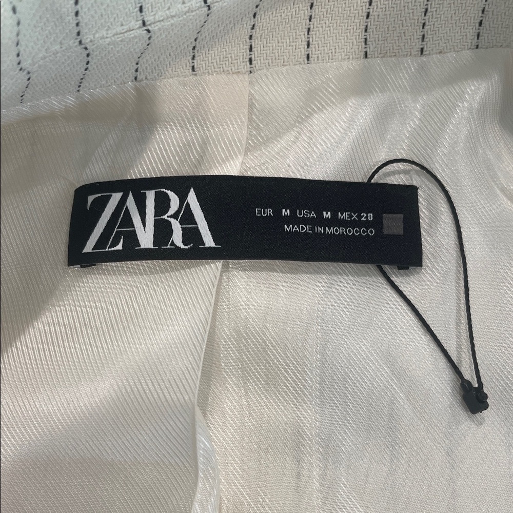 NWOT Zara Cropped Cream Pinstripe Women's Blazer - Picture 6 of 10